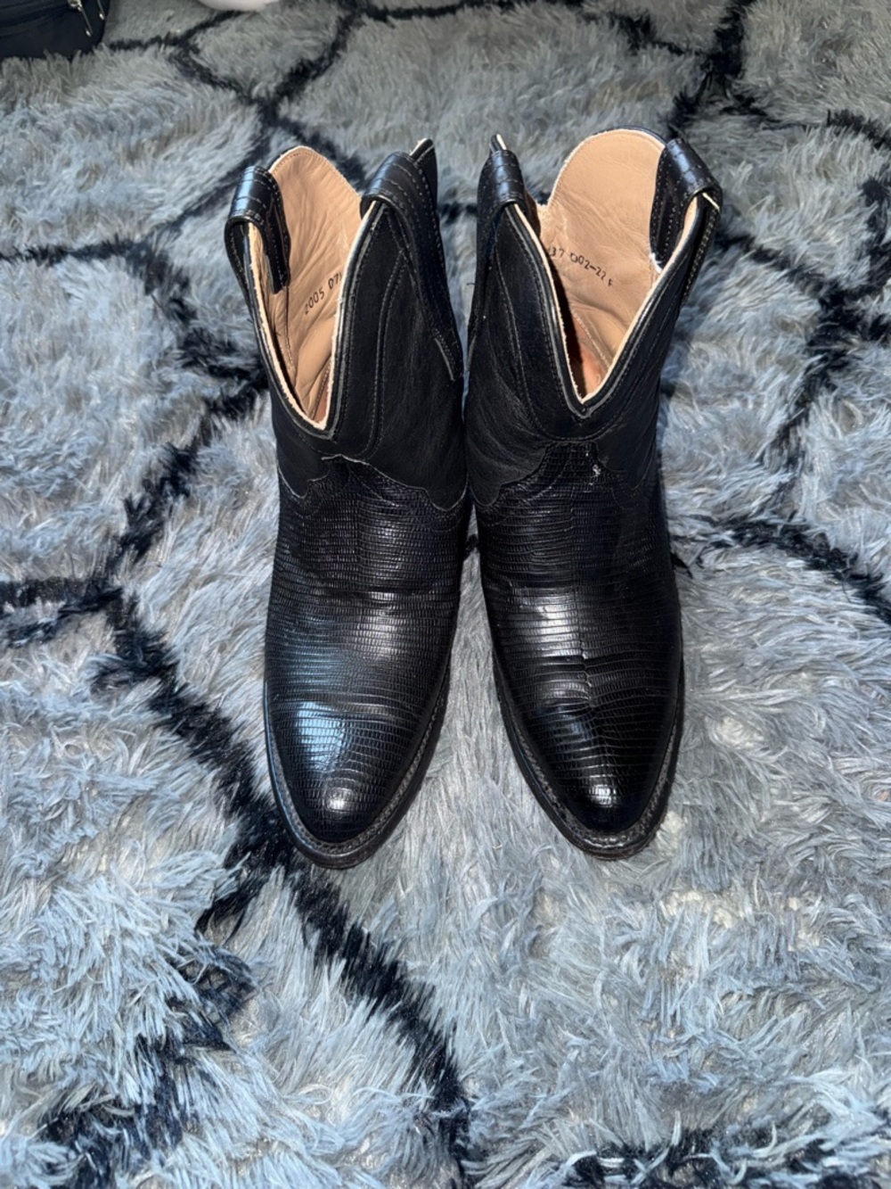 Tecovas Black Lizard-Embossed Western Ankle Boots